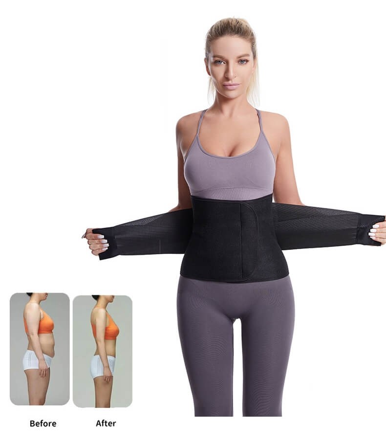 Postpartum Belly Wrap Girdle Corset C-Section Recovery Belt Black Shapewear  for Postpartum Compression (L)